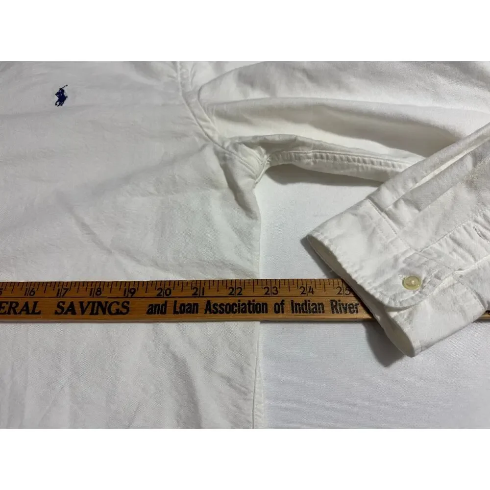 Polo Ralph Lauren Button Down Shirt Size XL White Blue Pony
